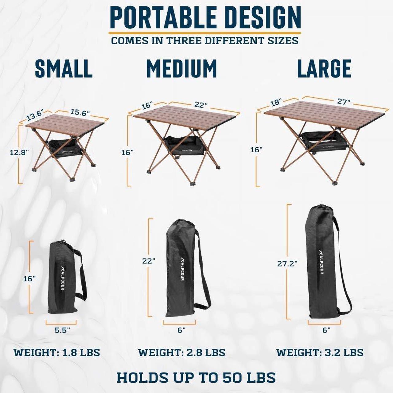 Alt view image 3 of 7 - Alpcour Portable Camping Table  Lightweight, Compact Folding Side Table in a Bag with Aluminum Top & Heavy Duty Hinge for Easy Travel & Storage  Great for Outdoor BBQ, Backpacking, Tailgate & More