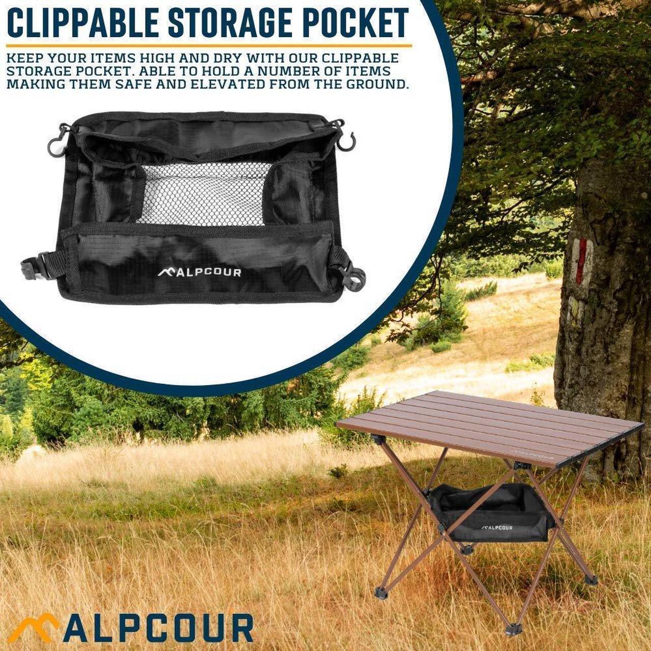 Alt view image 5 of 7 - Alpcour Portable Camping Table  Lightweight, Compact Folding Side Table in a Bag with Aluminum Top & Heavy Duty Hinge for Easy Travel & Storage  Great for Outdoor BBQ, Backpacking, Tailgate & More