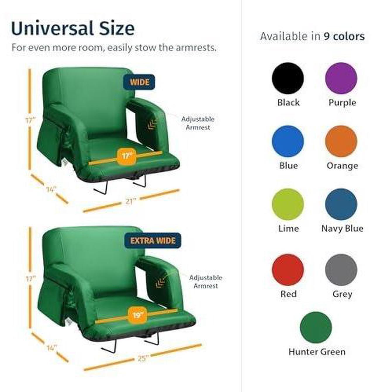 Alt view image 5 of 7 - Reclining Stadium Seats for Bleachers with Back Support  Wide Bleacher Chair Cushion, Armrests, Large Pockets, and Multiple Safety Features  Best Stadium Seat Chairs for Camping, Kayak Backs & More