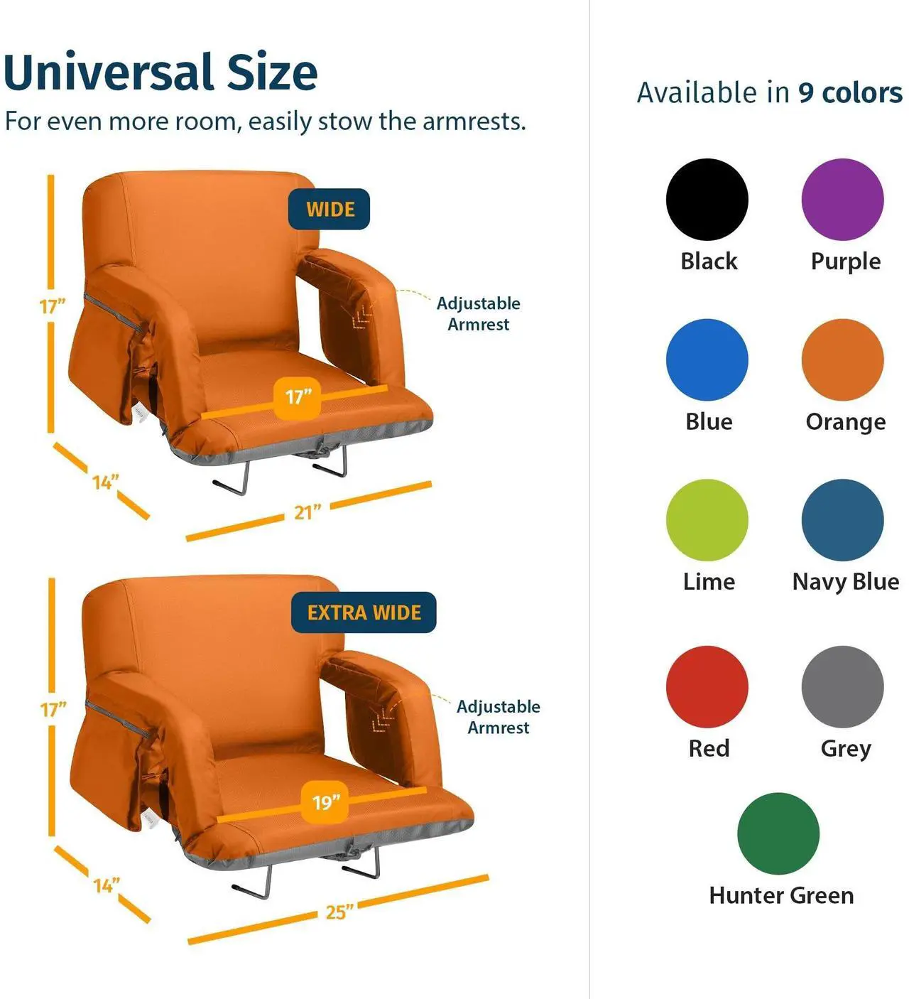 Alt view image 5 of 7 - Reclining Stadium Seats for Bleachers with Back Support  Wide Bleacher Chair Cushion, Armrests, Large Pockets, and Multiple Safety Features  Best Stadium Seat Chairs for Camping, Kayak Backs & More