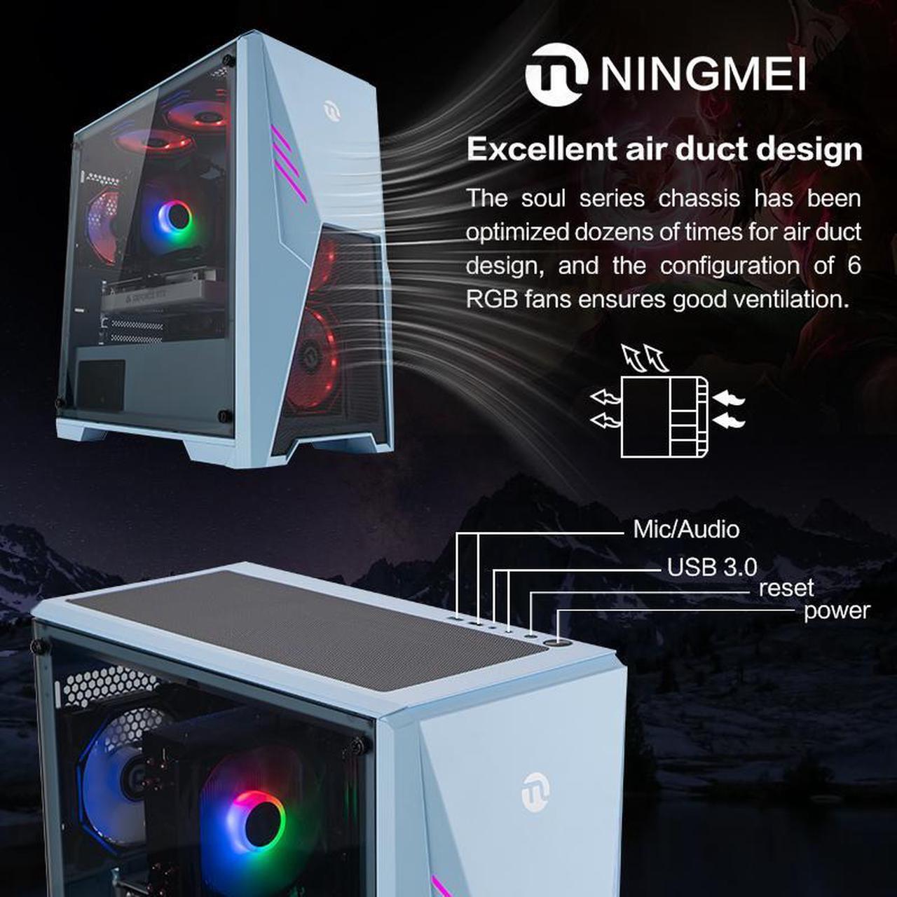 Alt view image 4 of 7 - Ningmei Gaming PC Desktop AMD Ryzen5 7500F (6 Core Up to 5.0GHz), 32GB DDR5 6000MHz, 1TB SSD NVMe , AMD Radeon RX 6750 GRE 10GB , 700W PSU,  Wi-Fi, Windows 11 Home 64-bit, Gaming Desktop