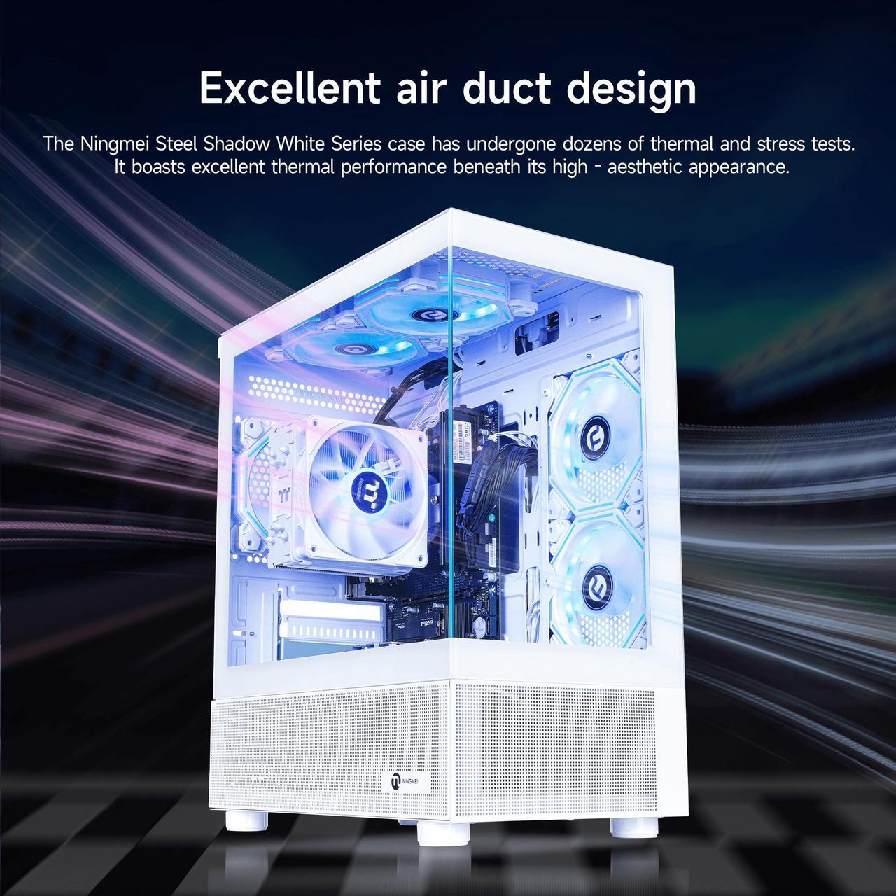 Alt view image 3 of 7 - Ningmei Gaming PC Desktop computer, AMD Ryzen 7 5700G 8 core 3.8GHz (up to 4.6GHz),  16GB DDR4 RAM 3200MHz, 1TB NVME SSD, 550W PSU, Game Design Office Platform, Wi-Fi, Windows 11 Tower Prebuilt PC