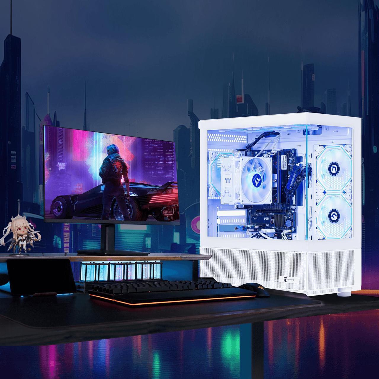 Alt view image 7 of 7 - Ningmei Gaming PC Desktop computer, AMD Ryzen 7 5700G 8 core 3.8GHz (up to 4.6GHz),  16GB DDR4 RAM 3200MHz, 1TB NVME SSD, 550W PSU, Game Design Office Platform, Wi-Fi, Windows 11 Tower Prebuilt PC
