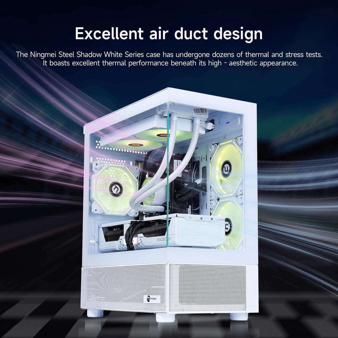 Alt view image 3 of 7 - NINGMEI Gaming PC Desktop, AMD Ryzen 7 7800X3D 8 core 4.2GHz(up to 5.0GHz), AMD Radeon RX 9070XT 16GB, 32GB DDR5 RAM 6000MHz, 1TB NVME SSD, 750W PSU, Windows 11 Home 64-bit, White