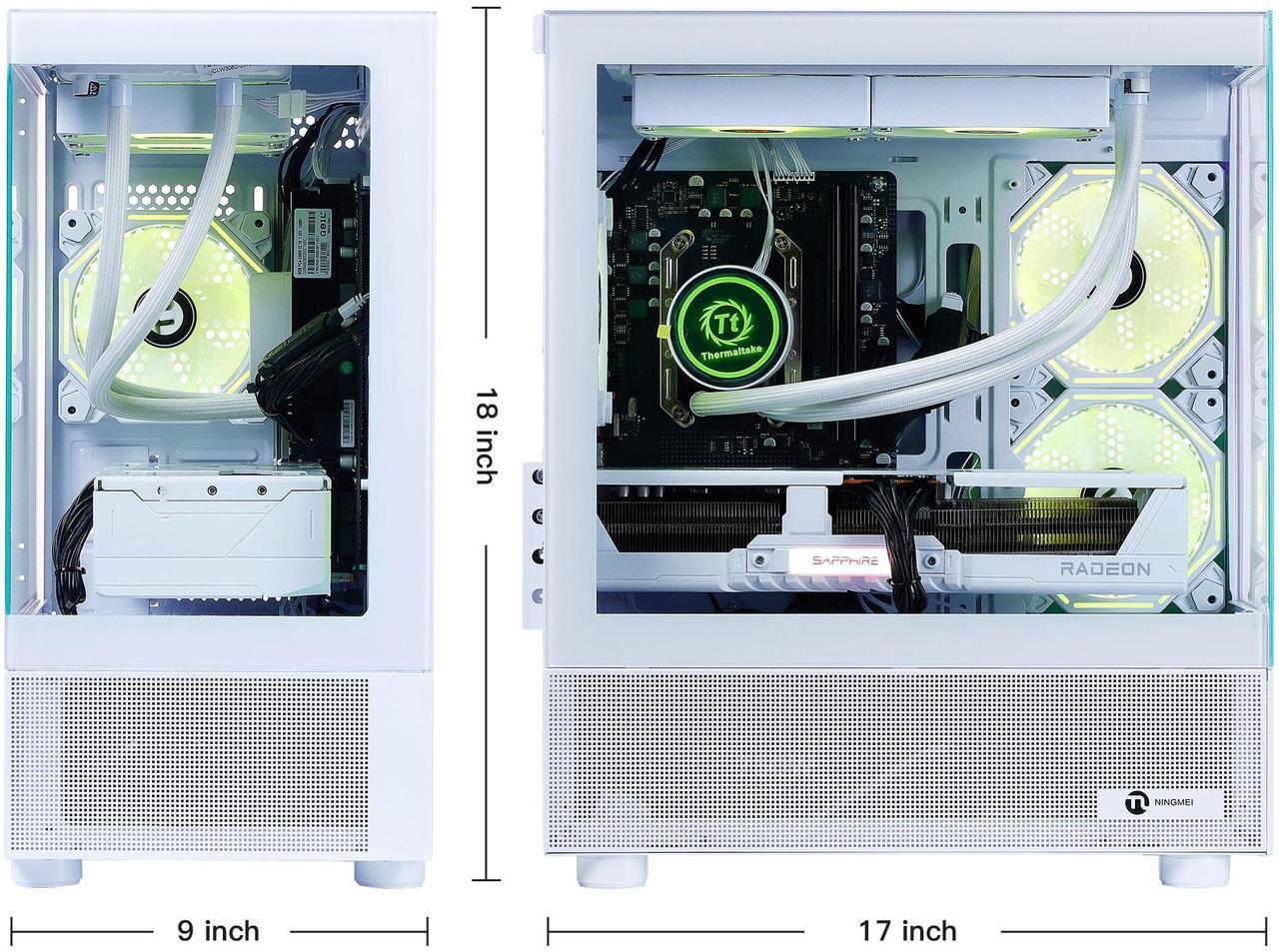 Alt view image 6 of 7 - NINGMEI Gaming PC Desktop, AMD Ryzen 7 7800X3D 8 core 4.2GHz(up to 5.0GHz), AMD Radeon RX 9070XT 16GB, 32GB DDR5 RAM 6000MHz, 1TB NVME SSD, 750W PSU, Windows 11 Home 64-bit, White