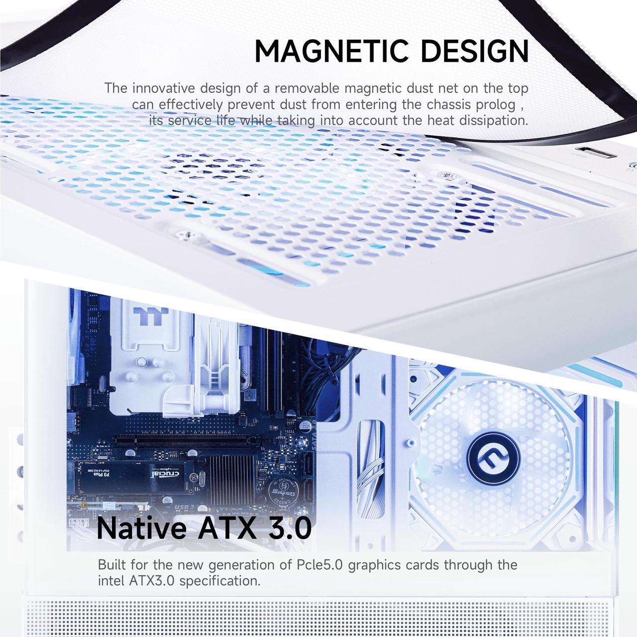 Alt view image 7 of 7 - NINGMEI Soul Gaming PC Desktop,AMD Ryzen 5 5600GT 6 core 3.6GHz(up to 4.6GHz),AMD Radeon Vega 7 Graphics,16GB DDR4 RAM 3200MHz,1TB NVME SSD,550W PSU, Windows 11 Home 64-bit,White