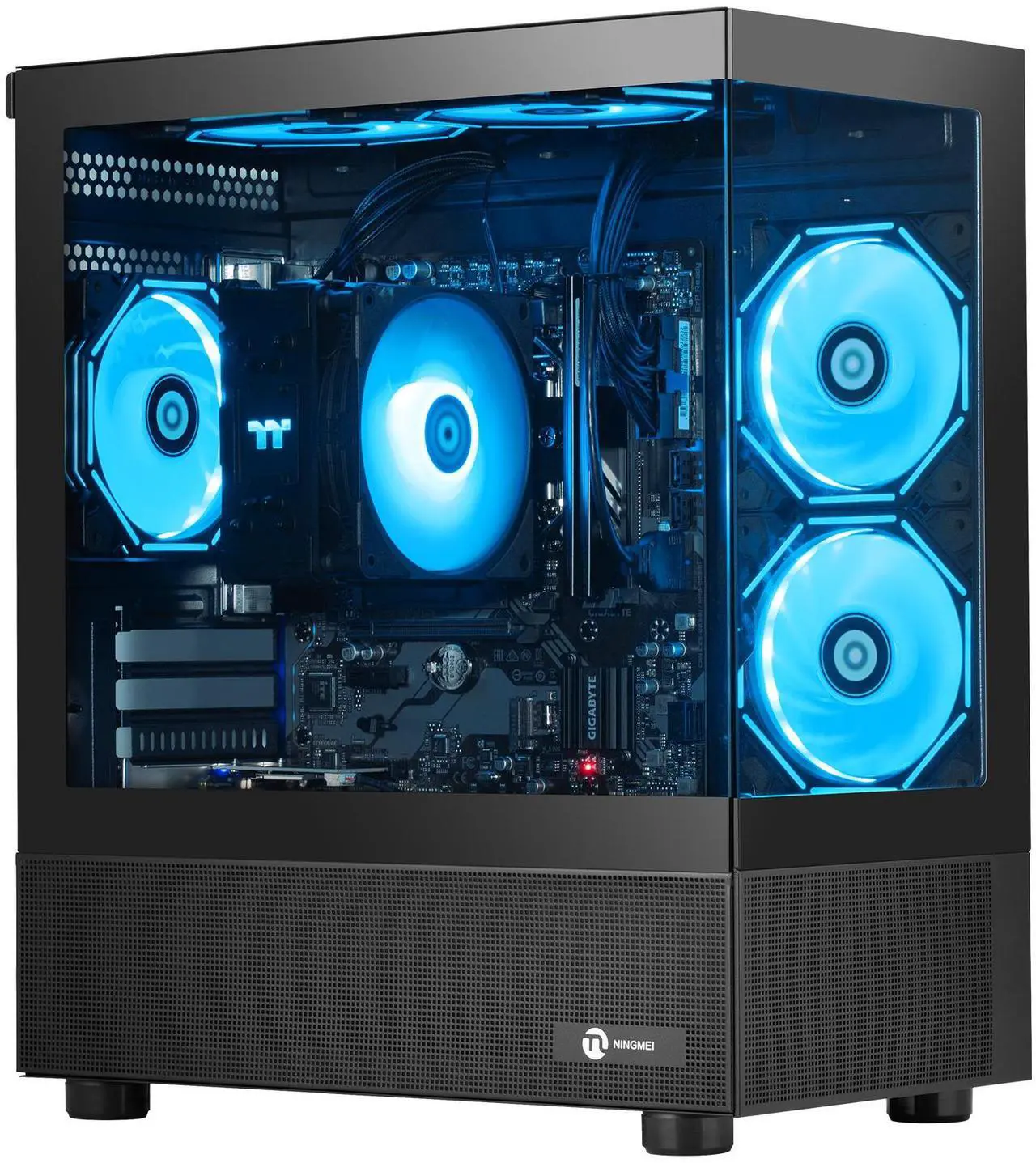 Ningmei Gaming PC Desktop , AMD Ryzen 7 5700G 8 core 3.8GHz (up to 4.6GHz),  16GB DDR4 RAM 3200MHz, 1TB NVME SSD, 550W PSU, Game Design Office Platform, Wi-Fi, Windows 11 Tower Prebuilt PC,Black