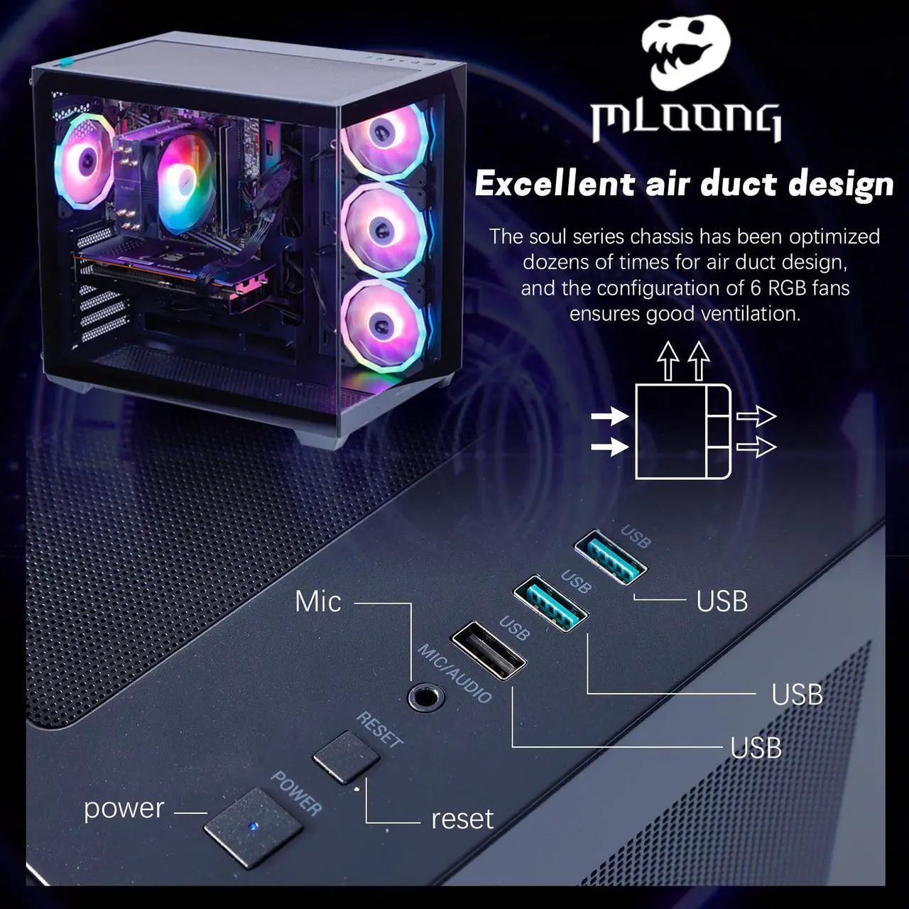 MLOONG Darkness Dragon Gaming PC,AMD Ryzen 7 5700X3D 4.1 GHz,GeForce ...