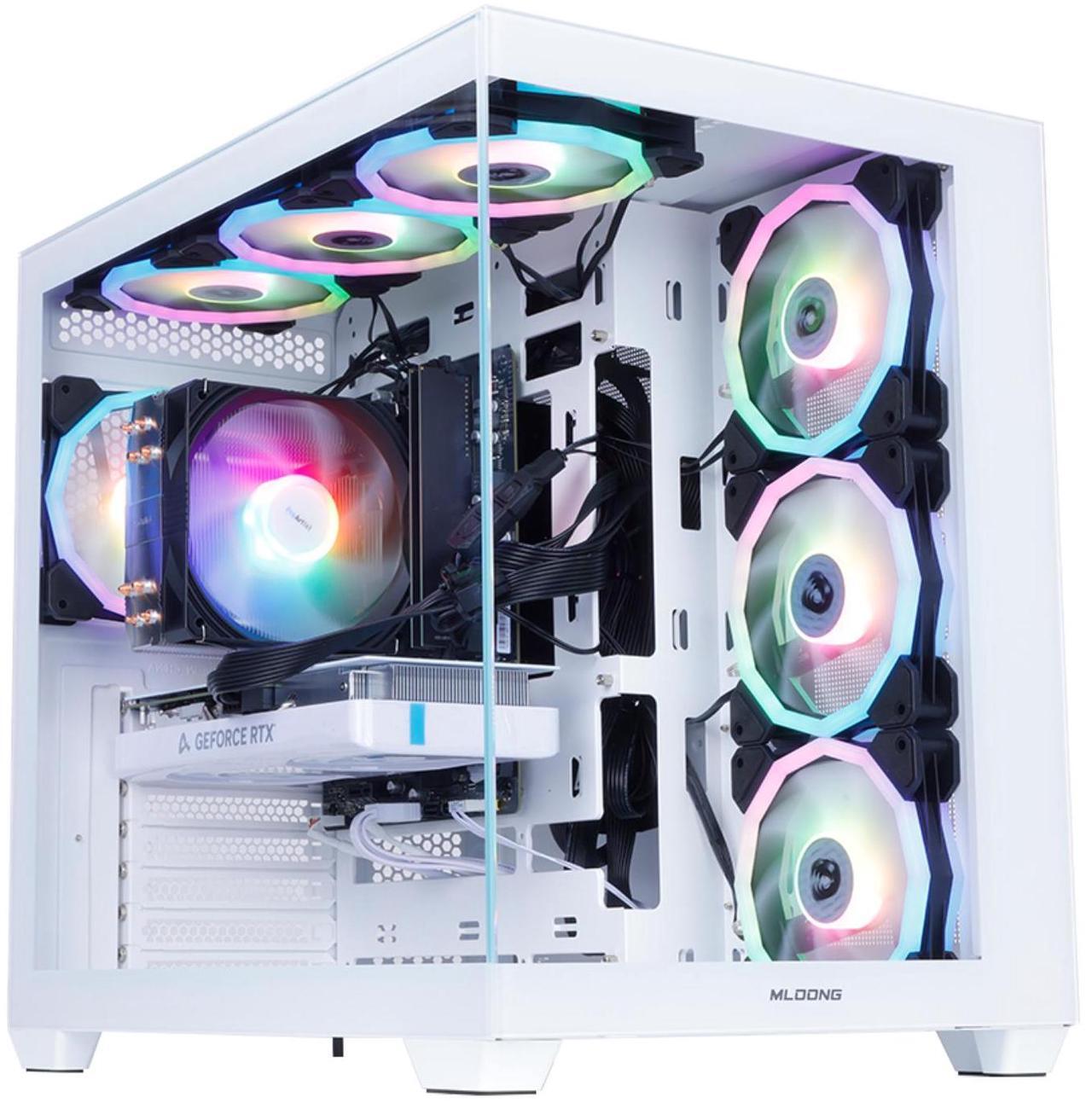 Main image of Mloong White Gaming PC AMD Ryzen 5 5500 (Up to 4.2 GHz) CPU, GeForce RTX 4060 8GB, 1TB NVME SSD, 16GB DDR4 RAM 3200MHz, 600W PSU,7ARGB Fans, Windows 11 Home 64-bit WIFI Gaming Desktop