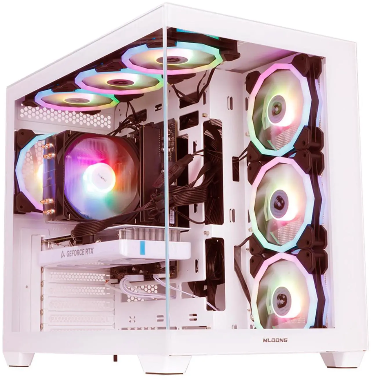 Alt view image 2 of 7 - MLOONG Gaming PC,AMD Ryzen 5 5500 4.2 GHz, AMD Radeon RX 6600 8GB Desktop Computer, 1TB NVMe SSD, 16GB DDR4 3200MHz, Air Cooled Prebuilt,650W PSU, Windows 11 Home,Tower Prebuilt  PC