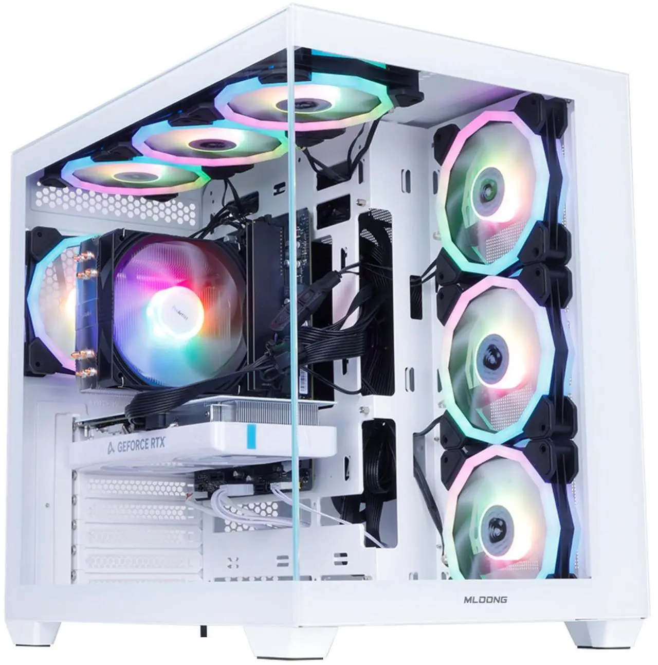 Main image of MLOONG Gaming PC,AMD Ryzen 5 5500 4.2 GHz, AMD Radeon RX 6600 8GB Desktop Computer, 1TB NVMe SSD, 16GB DDR4 3200MHz, Air Cooled Prebuilt,650W PSU, Windows 11 Home,Tower Prebuilt  PC