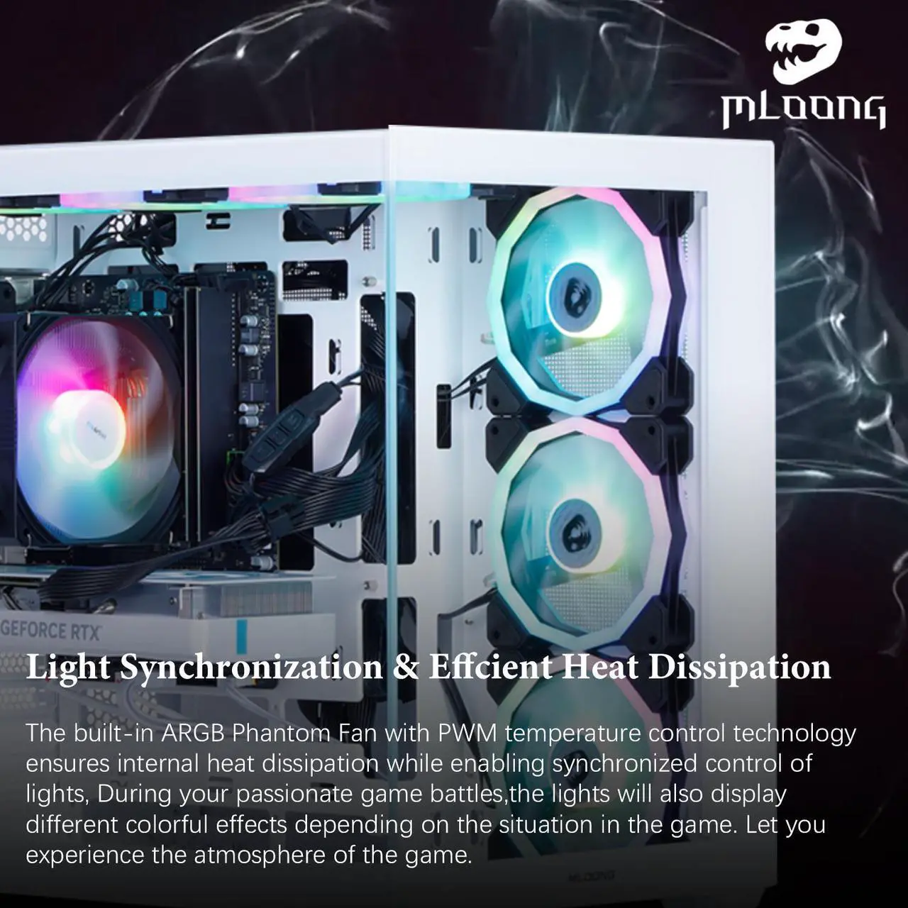 Alt view image 4 of 7 - MLOONG Gaming PC,AMD Ryzen 5 5500 4.2 GHz, AMD Radeon RX 6600 8GB Desktop Computer, 1TB NVMe SSD, 16GB DDR4 3200MHz, Air Cooled Prebuilt,650W PSU, Windows 11 Home,Tower Prebuilt  PC