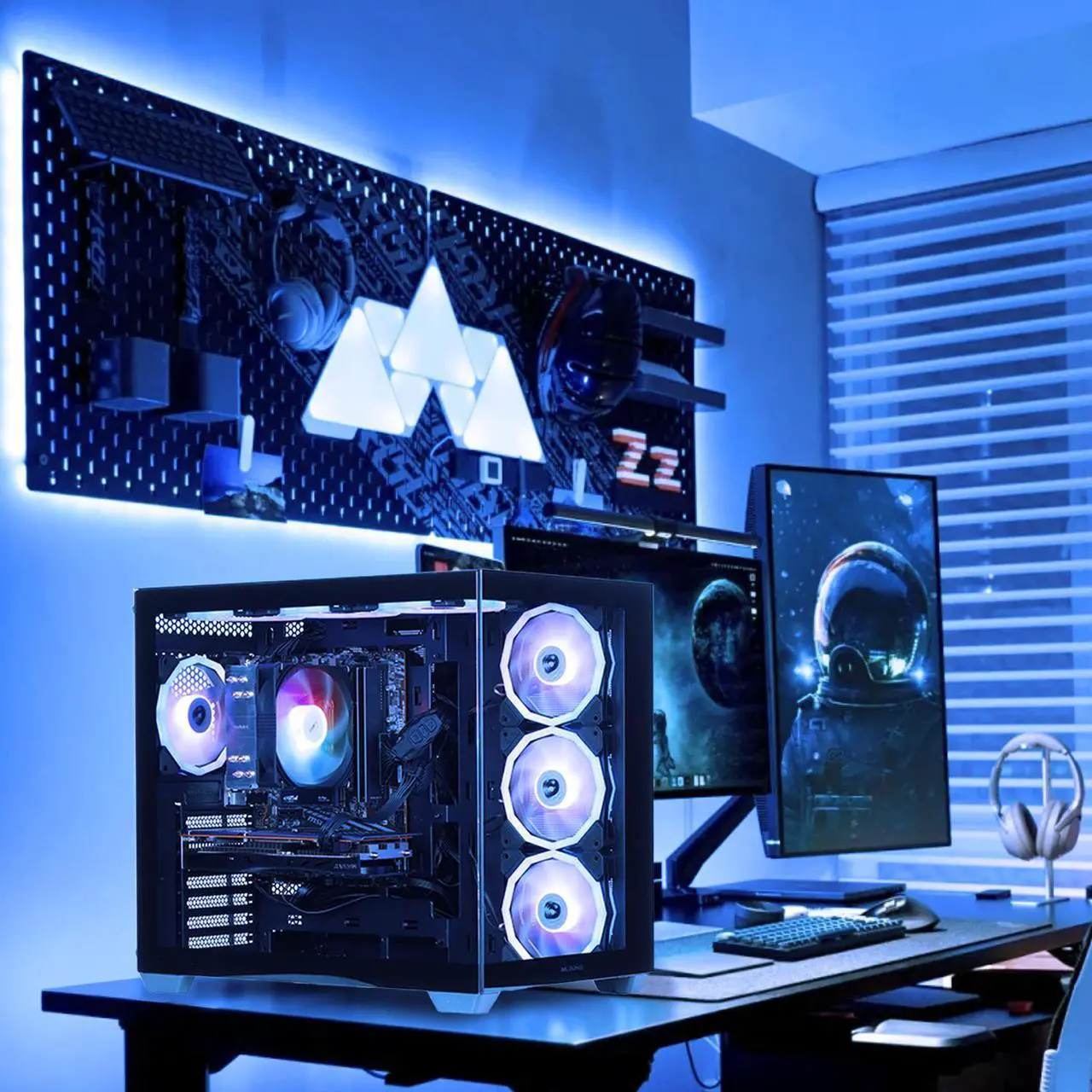 Alt view image 7 of 7 - MLOONG Gaming PC, AMD Ryzen 5 5500 4.2 GHz, AMD Radeon RX 6600 8GB Desktop Computer, 1TB NVMe SSD, 16GB DDR4 3200MHz,  Air Cooled Prebuilt,650W PSU, Windows 11 Home Gamer PC, Black