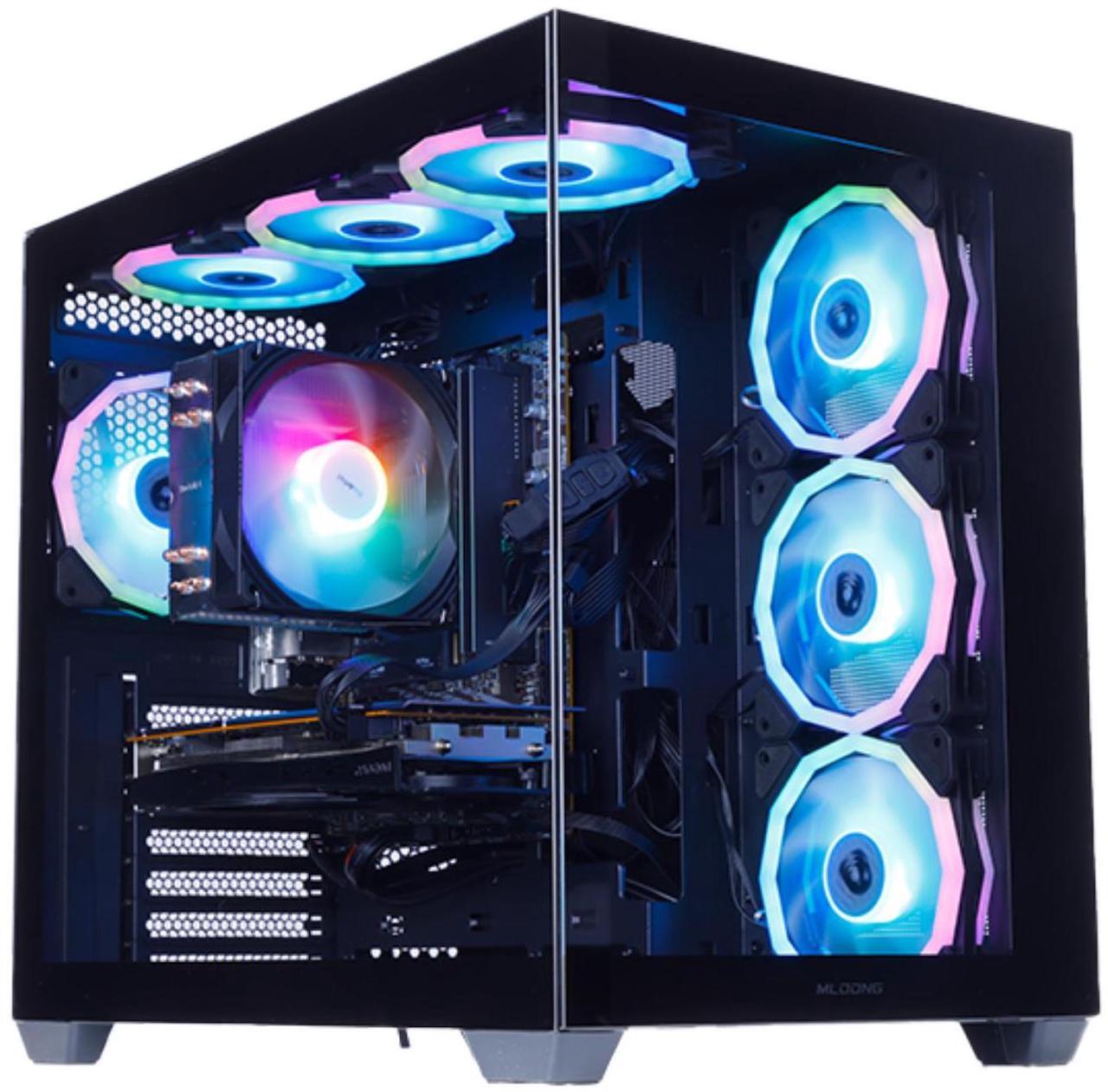 Main image of MLOONG Gaming PC, AMD Ryzen 5 5500 4.2 GHz, AMD Radeon RX 6600 8GB Desktop Computer, 1TB NVMe SSD, 16GB DDR4 3200MHz,  Air Cooled Prebuilt,650W PSU, Windows 11 Home Gamer PC, Black