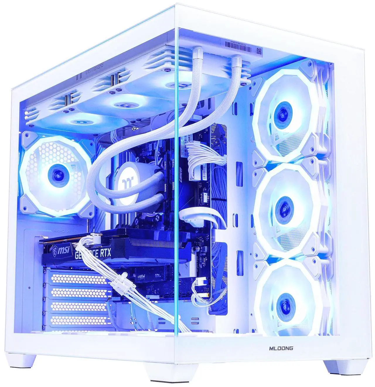 Main image of Mloong X-Dragon Gaming PC Desktop, AMD Ryzen 7 9800X3D 8 core 4.7GHz(up to 5.2GHz), GeForce RTX 5070Ti 16GB, 32GB DDR5 RAM 6000MHz, 2TB NVME SSD, 850W PSU, Windows 11 Home 64-bit, White