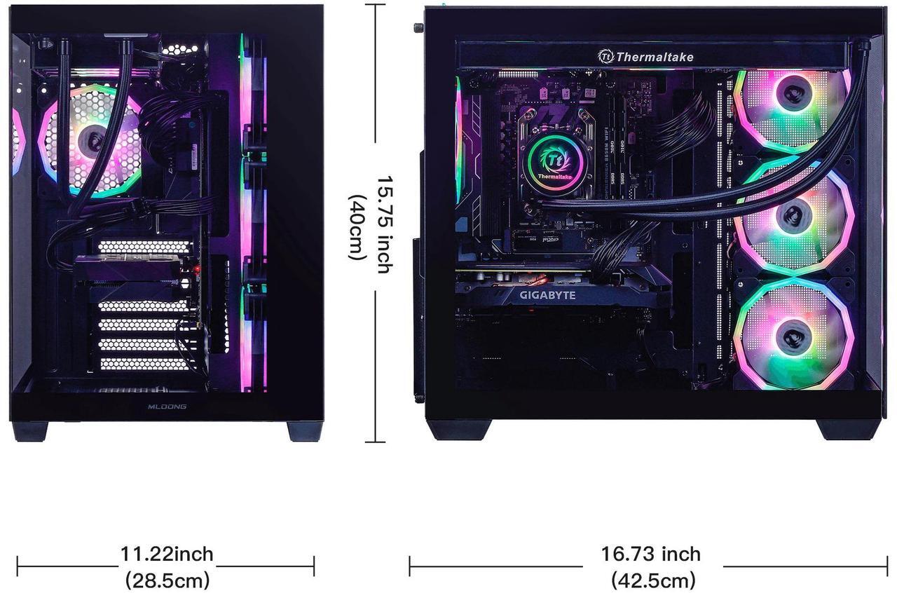 Alt view image 6 of 7 - Mloong Gaming PC Desktop, AMD Ryzen 7 7700 3.8 GHz (5.3GHz Turbo), NVIDIA RTX 5060ti 8GB GDDR7, 1TB Gen4 NVMe SSD, 32GB 6000Mhz DDR5 RAM, 650W PSU, Wi-Fi, Win 11 Home Prebuilt PC, Black