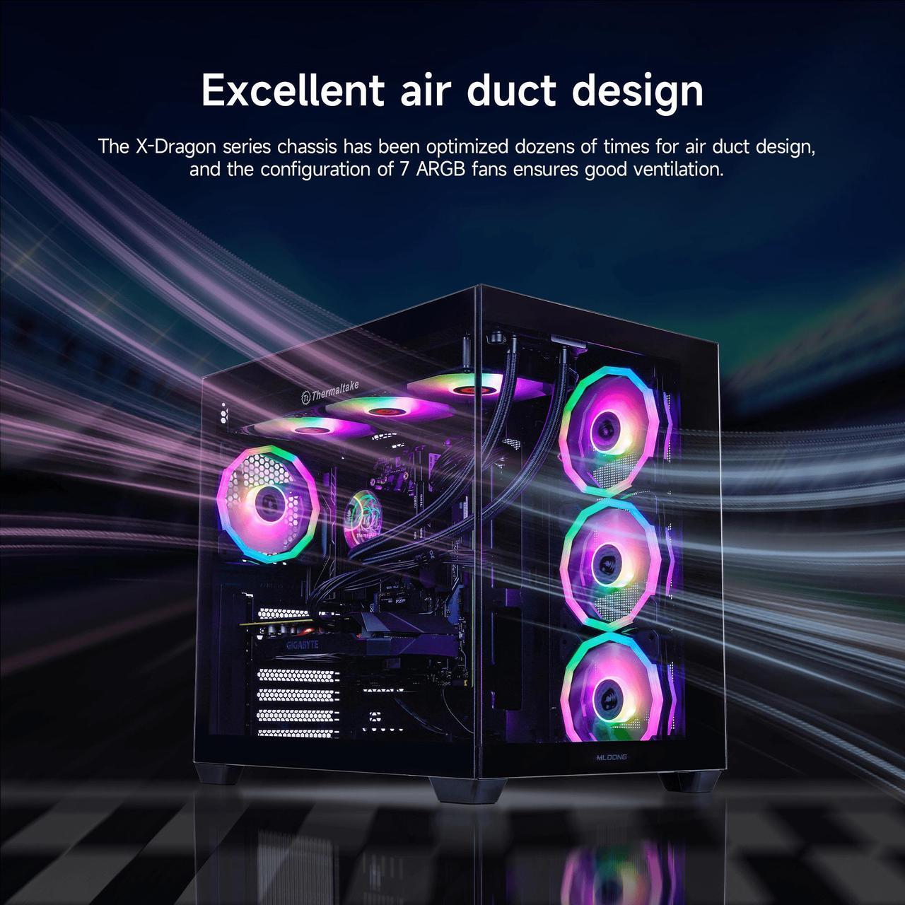 Alt view image 3 of 7 - Mloong Gaming PC Desktop, AMD Ryzen 7 7700 3.8 GHz (5.3GHz Turbo), NVIDIA RTX 5060ti 8GB GDDR7, 1TB Gen4 NVMe SSD, 32GB 6000Mhz DDR5 RAM, 650W PSU, Wi-Fi, Win 11 Home Prebuilt PC, Black