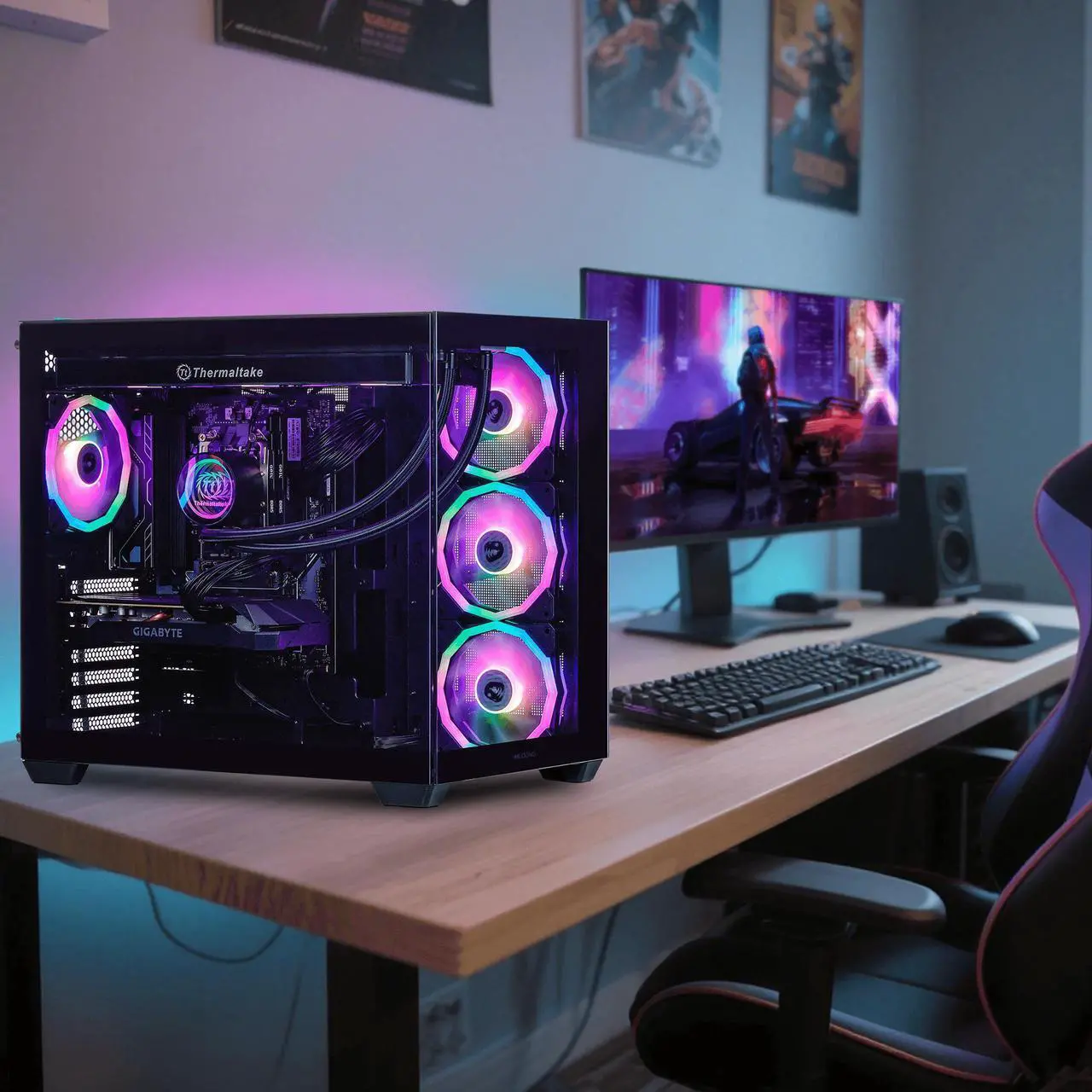 Alt view image 7 of 7 - Mloong Gaming PC Desktop, AMD Ryzen 7 7700 3.8 GHz (5.3GHz Turbo), NVIDIA RTX 5060ti 8GB GDDR7, 1TB Gen4 NVMe SSD, 32GB 6000Mhz DDR5 RAM, 650W PSU, Wi-Fi, Win 11 Home Prebuilt PC, Black