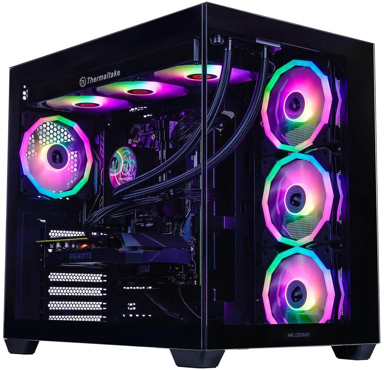 Main image of Mloong Gaming PC Desktop, AMD Ryzen 7 7700 3.8 GHz (5.3GHz Turbo), NVIDIA RTX 5060ti 8GB GDDR7, 1TB Gen4 NVMe SSD, 32GB 6000Mhz DDR5 RAM, 650W PSU, Wi-Fi, Win 11 Home Prebuilt PC, Black