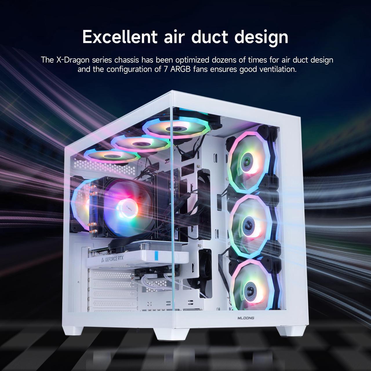 Alt view image 5 of 7 - Mloong Gaming PC Desktop, AMD Ryzen 7 8700F 4.1 GHz (5.0Ghz Turbo), NVIDIA RTX 5060ti 8GB GDDR7, 1TB Gen4 NVMe SSD, 32GB 6000Mhz DDR5 RAM, 650W PSU, Wi-Fi, Win 11 Home Prebuilt PC, White