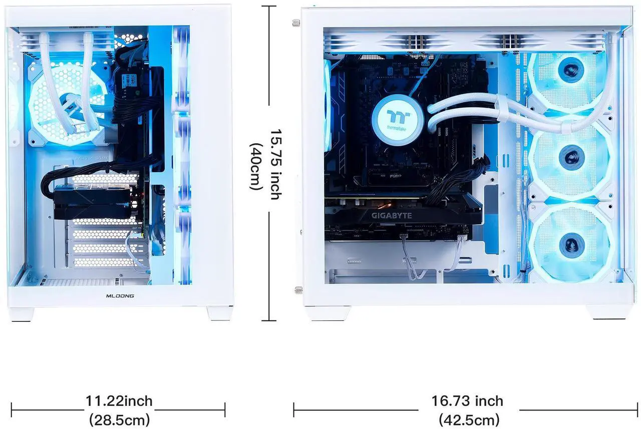 Alt view image 6 of 7 - Mloong Gaming PC Desktop, AMD Ryzen 7 7700 3.8 GHz (5.3GHz Turbo), NVIDIA RTX 5060ti 8GB GDDR7, 1TB Gen4 NVMe SSD, 32GB 6000Mhz DDR5 RAM, 650W PSU, Wi-Fi, Win 11 Home Prebuilt PC, White