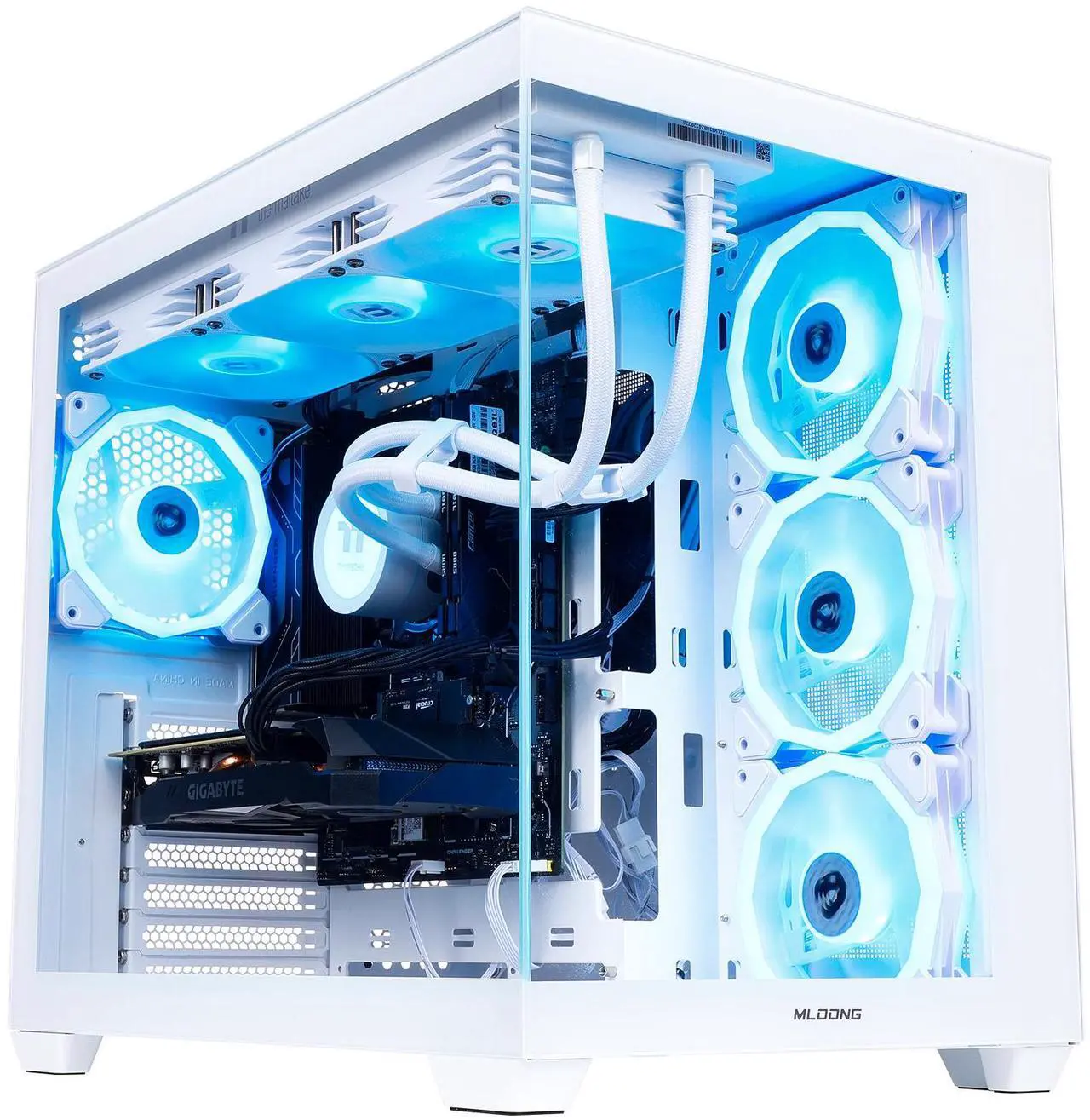 Main image of Mloong Gaming PC Desktop, AMD Ryzen 7 7700 3.8 GHz (5.3GHz Turbo), NVIDIA RTX 5060ti 8GB GDDR7, 1TB Gen4 NVMe SSD, 32GB 6000Mhz DDR5 RAM, 650W PSU, Wi-Fi, Win 11 Home Prebuilt PC, White
