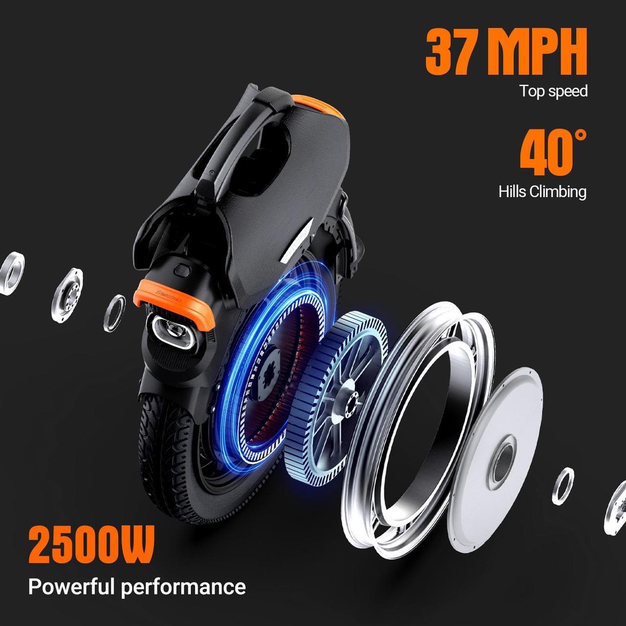 Alt view image 3 of 7 - INMOTION V11Y Electric Unicycle One Wheel Self Balancing Scooter 16 Inch Monowheel