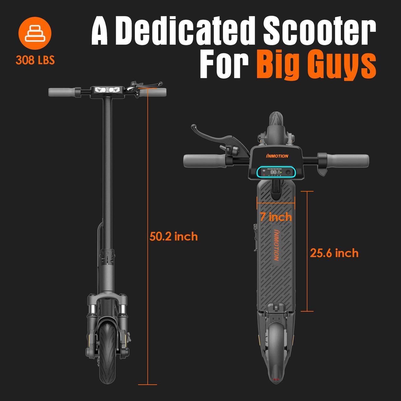 Alt view image 5 of 7 - Inmotion S1F - Scooter for Big and Tall People - Electric Scooter for Adults 300lbs - Long Range Commuter E-Scooter (25 MPH & 59 Miles)