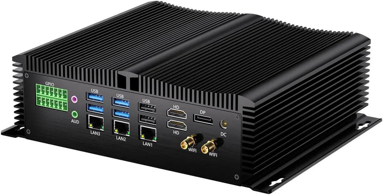 Main image of BOESIIPC Industrial Mini Pc with 12th Gen Core i7-1255U(10C/12T), 16G DDR5 RAM 512G Pcie 4.0 SSD, WIFI6, BT5.2, 4xUSB3.0, 3x2.5G LAN, 8xCOM, SIM, GPIO, P/S2 Ports, Win 11 Pro Fanless Computer