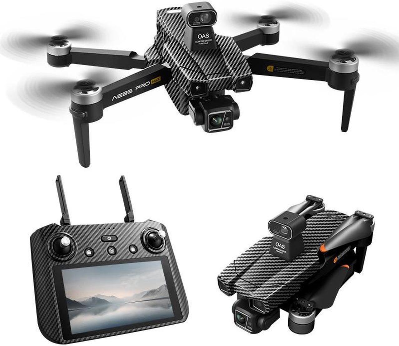 FANTECH AE86 PRO MAX+ Screen Controlled Aerial Drone , Non-Avoidance UAV, Load Capacity 500g, 4K ESC Dual Camera, 3-Axis Stabilized Gimbal, 1 Battery, Aerial Camera, Gray