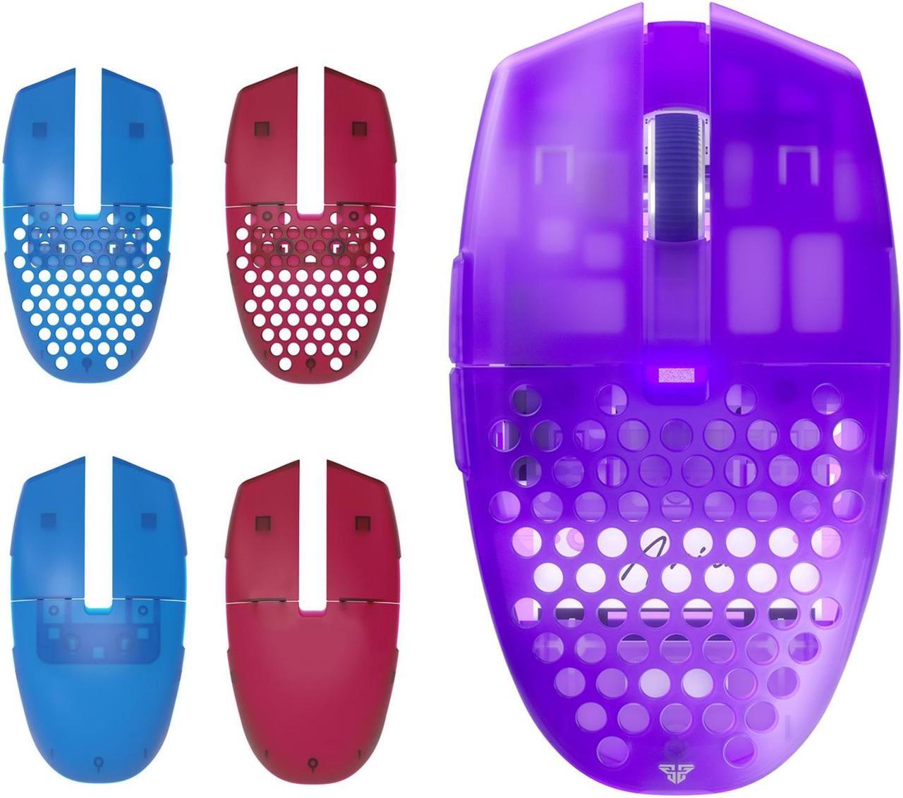 FANTECH ARIA Wireless Gaming Mouse+ Mouse Red and Blue DIY Shell,Ergonomic,2.4 GHz wreless Fast charge,RGB Gamer PC Gaming Mouse, for Windows 7/8/10/11/XP Vista Linux MacOs,Purple,,Free mouse pad