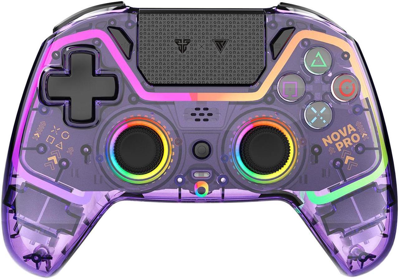 Fantech NOVA PRO WGP14V2 CLEAR Wireless/Wired Game Controller,22 Buttons, Hall Effect, Cool Lights, Highly Sensitive,Compatible with PC/Steam/Switch/PS4/Ps3/iOS/MacOs/Android, Purple