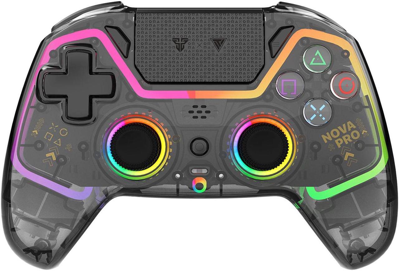 Fantech NOVA PRO WGP14V2 CLEAR Wireless/Wired Game Controller,22 Buttons, Hall Effect, Cool Lights, Highly Sensitive,Compatible with PC/Steam/Switch/PS4/Ps3/iOS/MacOs/Android, Black