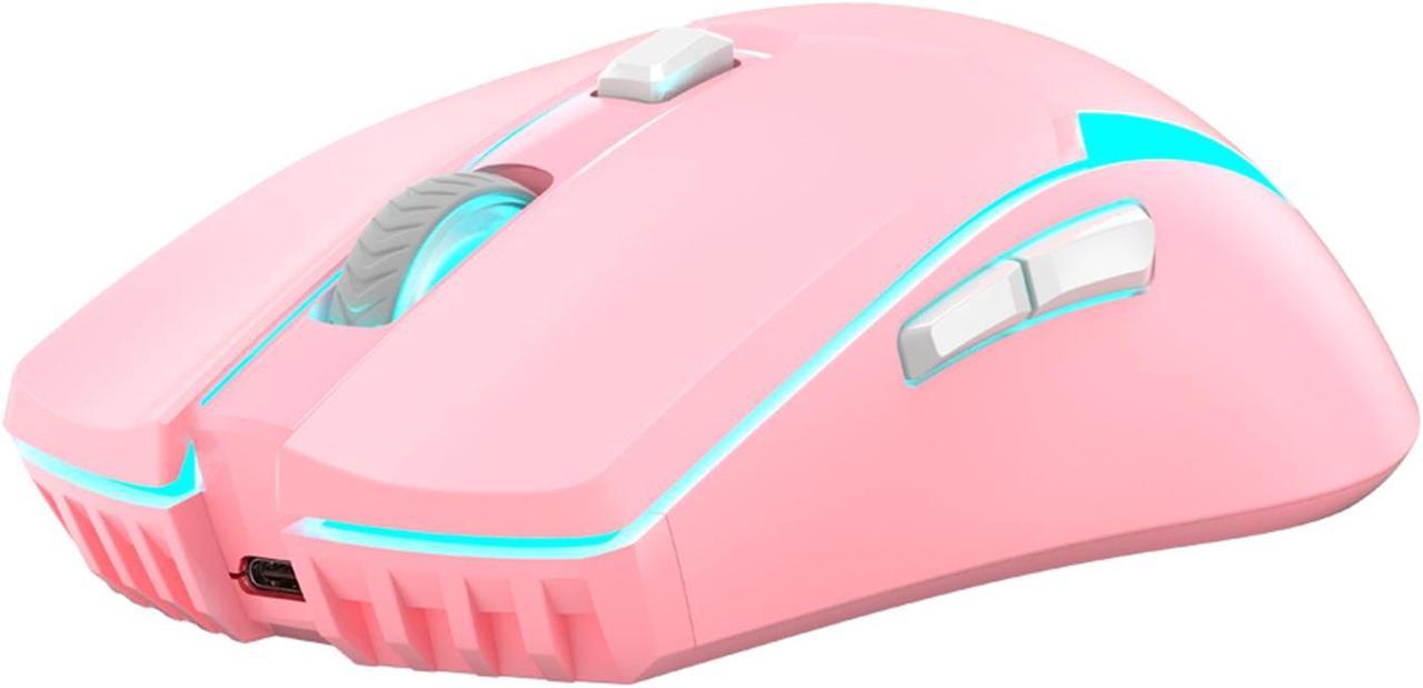 FANTECH WGC2 Wireless Gaming Mouse,Medium-size ,Ergonomic Hand Grips,2.4 GHz wreless Fast charge,RGB Gamer Desk Laptop PC Gaming Mouse, for Windows 7/8/10/11/XP Vista Linux MacOs,Pink