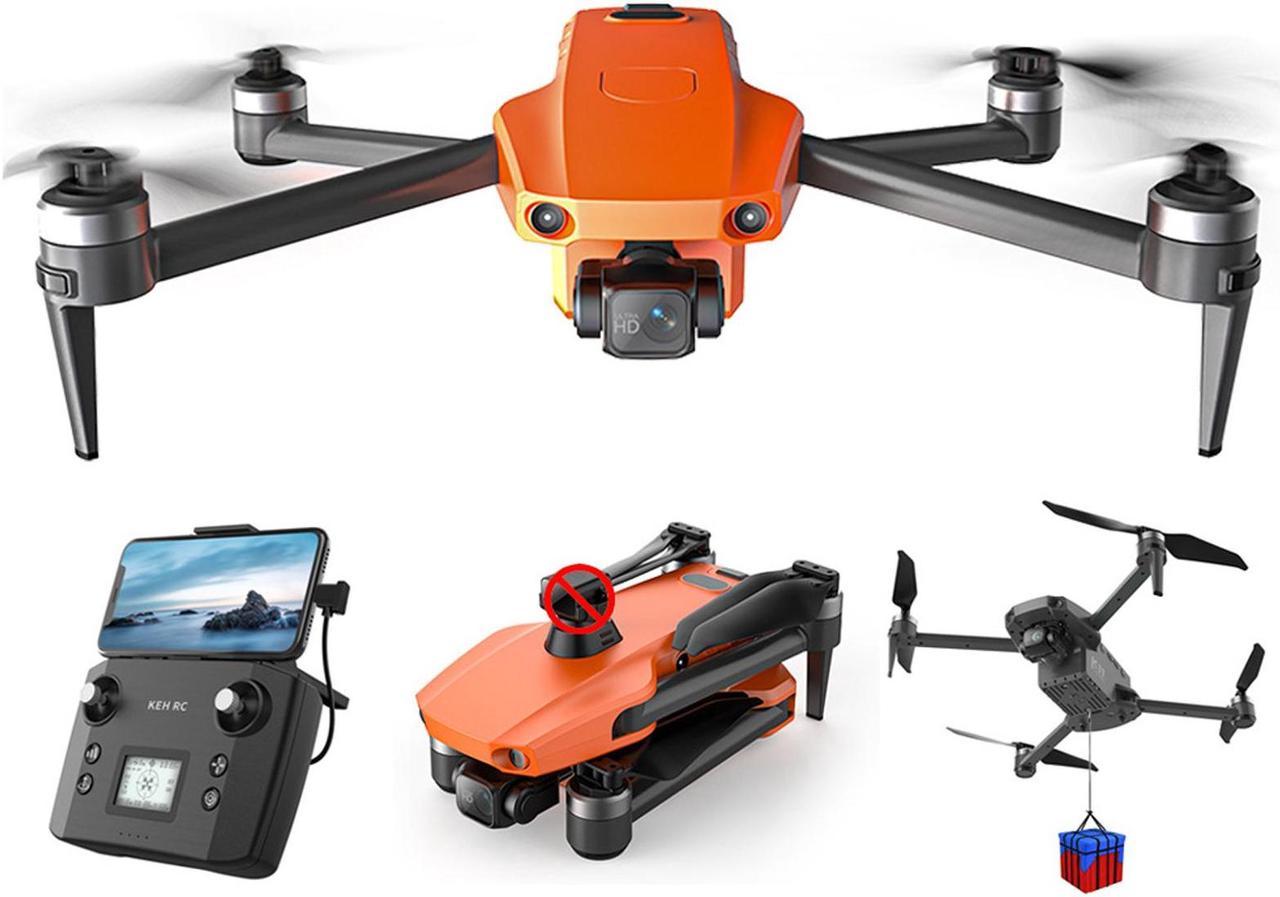 FANTECH K11 Universal Control Aerial Drone, Non-Avoidance UAV, Load 500g, Level 6 Wind Resistant, 20km Ultra-Long Flight, 3-Axis Stabilized Gimbal Aerial Camera, 1 Battery, Orange