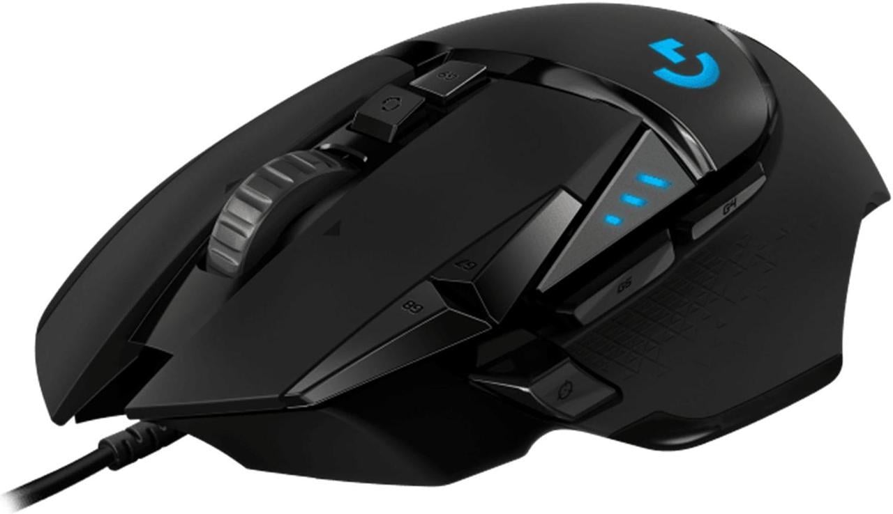 Logitech (G) G502  HERO  Wired Gaming Mouse,    RGB with Weighted Macro Programming, 25600DPI, 11buttons,  Laptop Big Hand Mouse, for Windows® 7 or later/macOS 10.11 or later/ChromeOS, BLACK