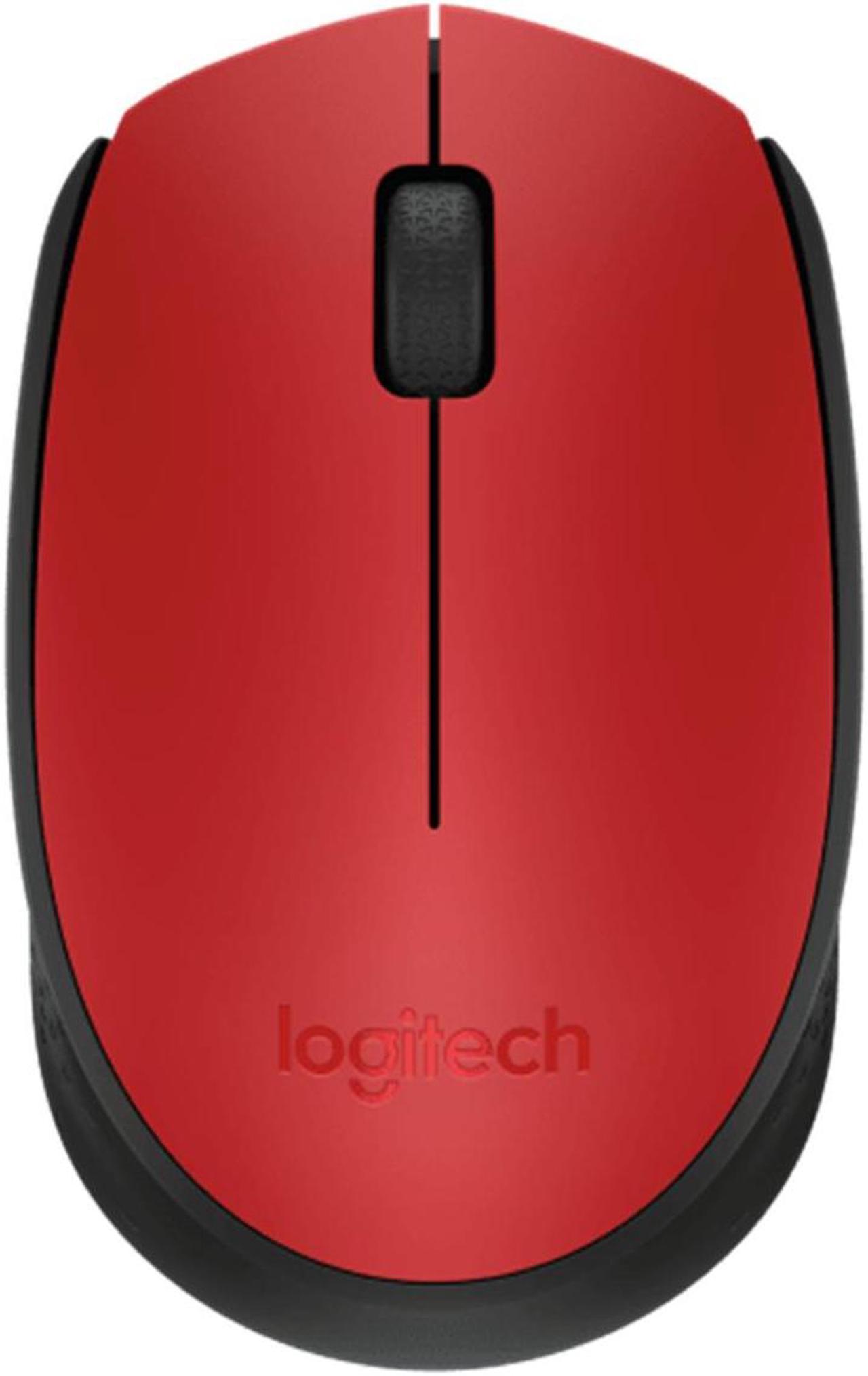 Logitech M170 Wireless Office Mouse, 1000dpi,  Symmetrical Colorful with 2.4G Receiver,  for Windows® 7 or later/macOS 10.11 or later/ChromeOS,  RED BLACK