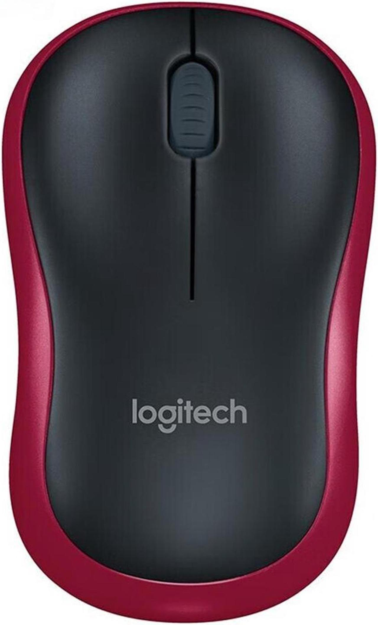 Logitech M185 Wireless Office gaming Mouse, 1000dpi, 3buttons, Symmetrical Colorful with 2.4G Receiver,  for Windows® 7 or later/macOS 10.11 or later/ChromeOS,  BLACK RED