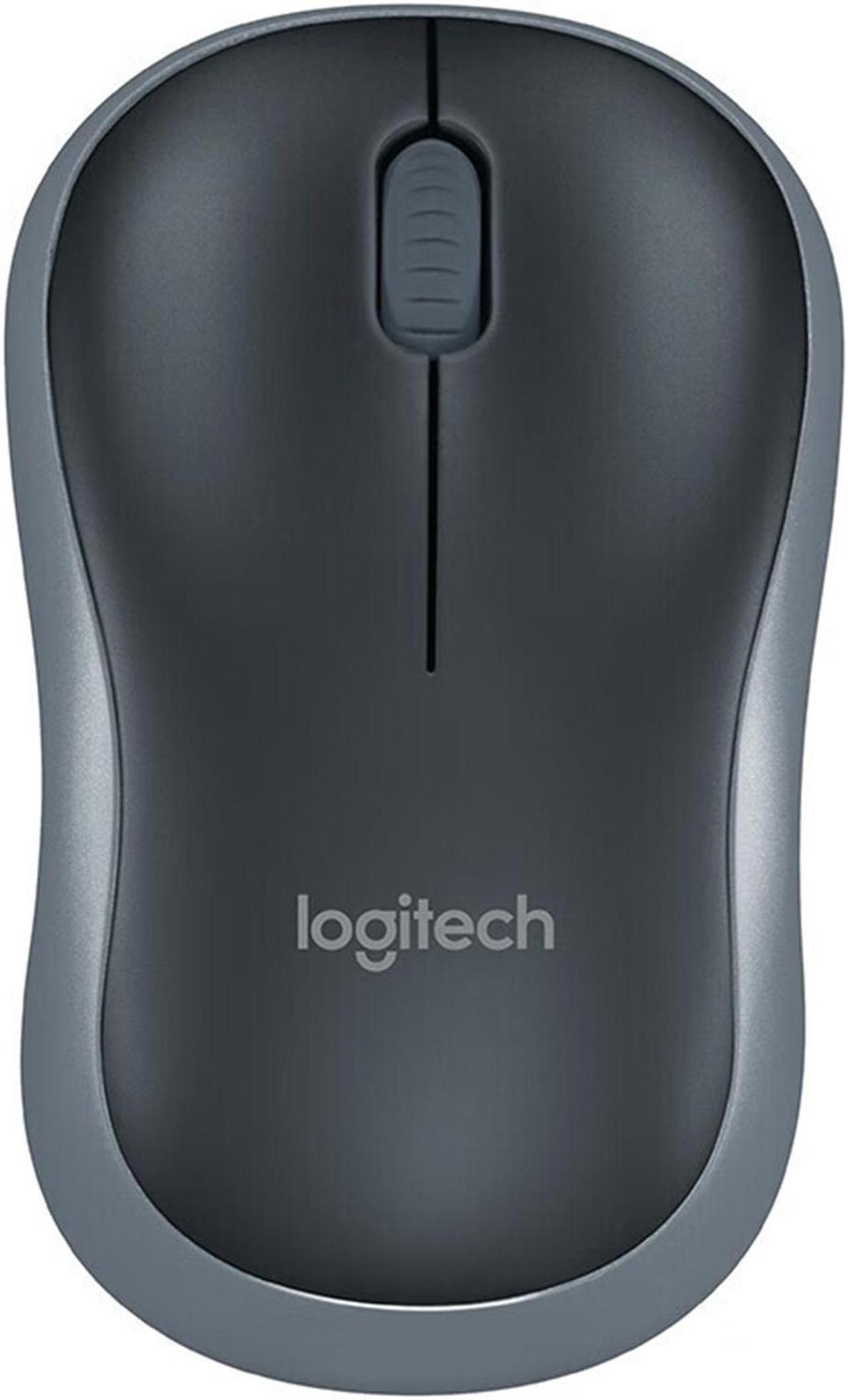 Logitech M186 Mouse Wireless Mouse Office Mouse,  Symmetric Mouse Black with BLUE Trim with Wireless 2.4G Receiver, 1000dpi, 3buttons,for Windows® 7 or later/macOS 10.11 or later/ChromeOS, BLACK