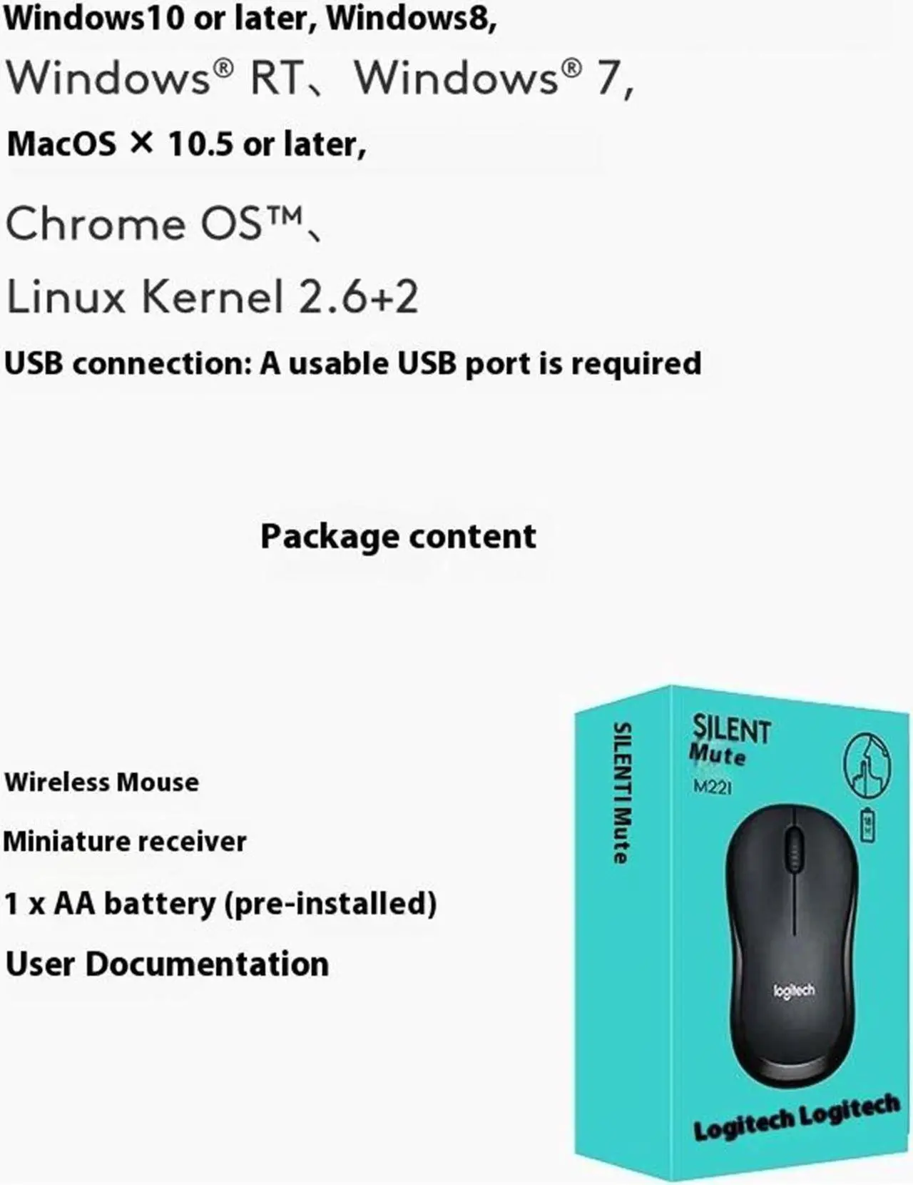 Alt view image 6 of 7 - Logitech M221 Silent Wireless Mouse,  Office home Mouse Symmetric Mouse with Wireless Micro Receiver, 1000dpi, 3buttons, for Windows® 7 or later/macOS 10.11 or later/ChromeOS, blue