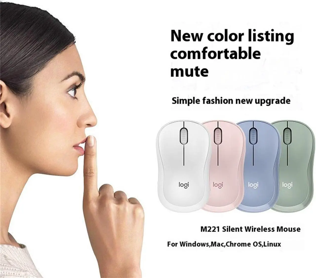 Alt view image 7 of 7 - Logitech M221 Silent Wireless Mouse,  Office home Mouse Symmetric Mouse with Wireless Micro Receiver, 1000dpi, 3buttons, for Windows® 7 or later/macOS 10.11 or later/ChromeOS, blue