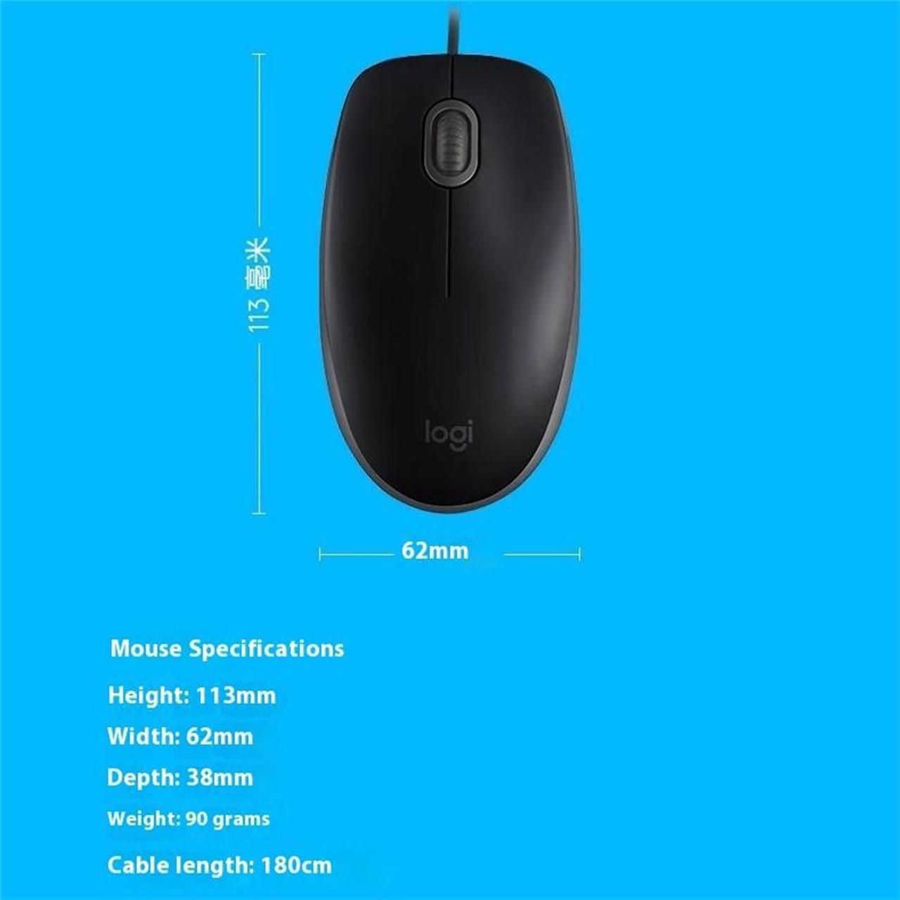 Alt view image 7 of 7 - Logitech M110 Mouse wired Mouse,  Office Mouse Light Mouse Symmetric Mouse, 1000dpi, 3buttons, for Windows® 7 or later/macOS 10.11 or later/ChromeOS, Black