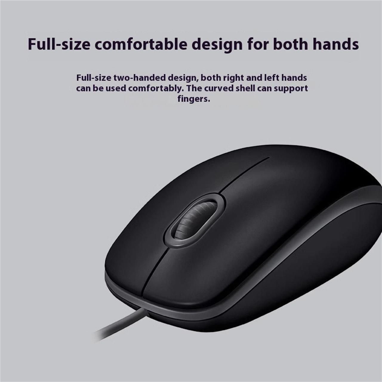 Alt view image 5 of 7 - Logitech M110 Mouse wired Mouse,  Office Mouse Light Mouse Symmetric Mouse, 1000dpi, 3buttons, for Windows® 7 or later/macOS 10.11 or later/ChromeOS, Black