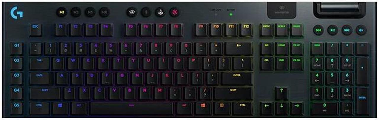 Logitech  G913 LIGHTSPEED Wireless RGB Mechanical Gaming Keyboard, 104 keys, for Windows 8/macOS 10.11 /Linux/ChromeOS/Android 4.3 /iOS 10  or later, green axle black)