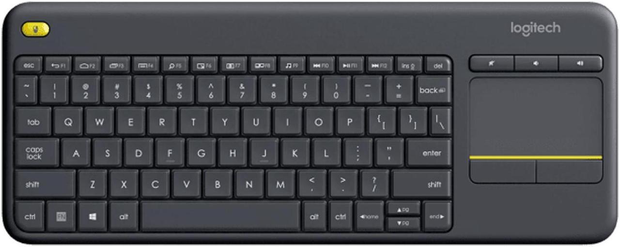 Logitech K400 PLUS Wireless Touch Keyboard, quiet and convenient keyboard with a built-in trackpad and all the hotkeys,5 million knocks,   for Windows 10,11 /Android 7/ChromeOS or later,  BLACK