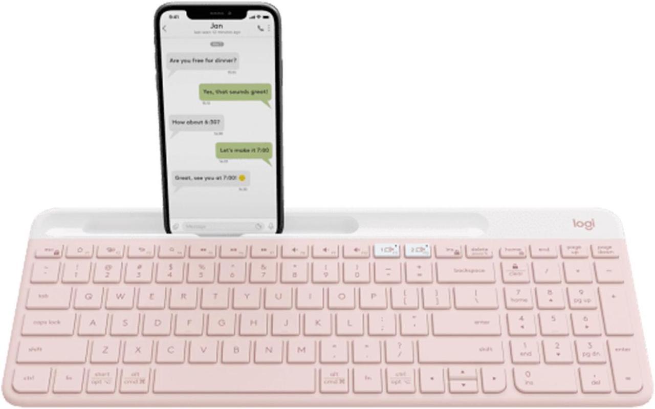 Logitech K580  Wireless Bluetooth Keyboard,  Ultra Thin Silent Office,  for Computer Phone Mac Tablet ipad , for Windows 10,11 /macOS 10.15 /Linux/Chrome/iPadOS 14 /iOS 14/Android 8.0 , pink