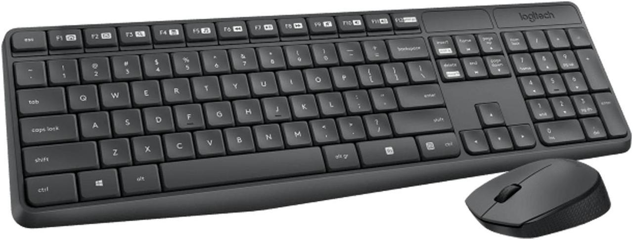 Logitech MK235  Wireless Keyboard &  Mouse Sets, Office gaming,  Full Size,Spill/Fingerprint Resistant,  Kit Plug and Play,Durable. Simple, for Windows® 10, 11 or later, ChromeOS, USB, black