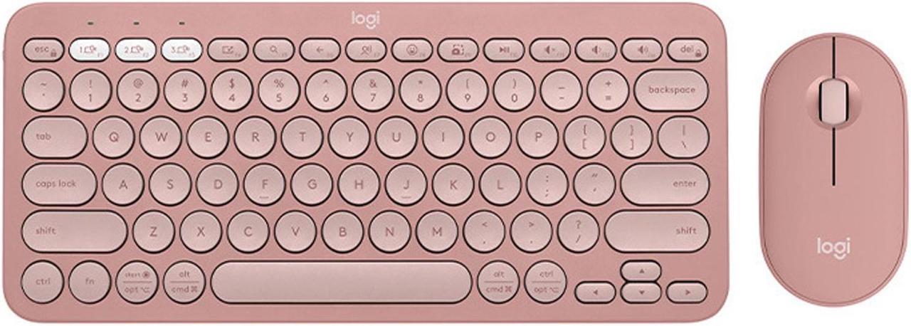 Logitech Pebble 2 Combo  Wireless bluetooth Keyboard &  Mouse Sets, for ChromeOS, Windows(10/11/ or higher), USB, Thin and light multi-device with customizable keys and buttons, Silent Touch, pink