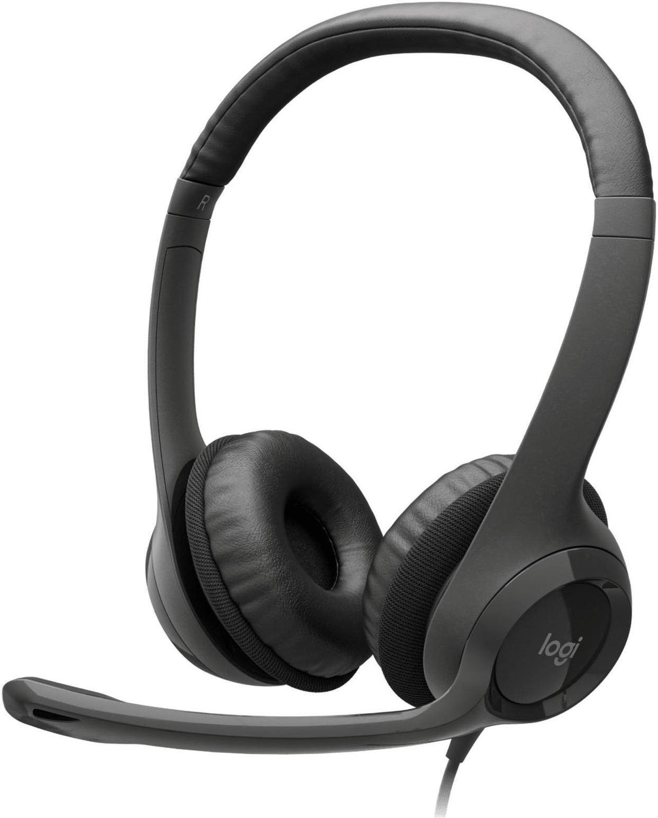 Logitech H390 USB Wired PC Headset with Microphone, 30mm Audio Drivers, Noise Cancelling Microphone, Adjustable Headband, for Windows®, macOS or ChromeOS and all major calling platforms, Black