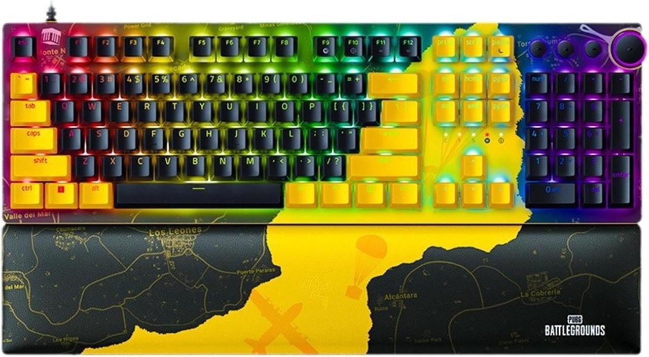 FANTECH Huntsman V2 Wired Keyboard,PUBG,Battleground Edition, 8000Hz Polling Rate, Fastest Linear Optical Switches, Magnetic Suction Artificial Leather,Doubleshot PBT Keycaps104 Keys,yellow